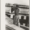 Negro stevedore removing lumber from packet boat "El Rito," Pilottown, Louisiana