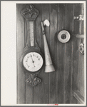 Instruments in wheel house of El Rito, barometer, thermometer, and fog horn, Louisiana