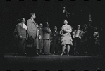 Edward Winter [left], Peg Murray [center] and ensemble in the stage production Cabaret
