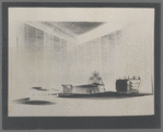 Negative photostat of design for bedroom for the stage production Cat on a Hot Tin Roof