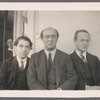 Portrait of Arnold Schoenberg, with Eduard Steuermann and unidentified man; Georg Schoenberg in doorway