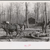 Mud sled arriving at project, Chicot Farms, Arkansas