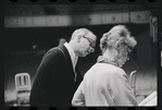 Harold Prince and Lotte Lenya in rehearsal for the stage production Cabaret