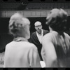 Bert Convy, Lotte Lenya, Harold Prince and Peg Murray in rehearsal for the stage production Cabaret