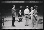 Bert Convy [left], Harold Prince [second from left], Lotte Lenya [second from right], Peg Murray [right] and unidentified [center] in rehearsal for the stage production Cabaret