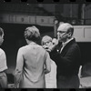 Peg Murray, Lotte Lenya, Harold Prince and unidentified [left] in rehearsal for the stage production Cabaret