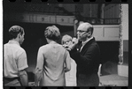 Peg Murray, Lotte Lenya, Harold Prince and unidentified [left] in rehearsal for the stage production Cabaret