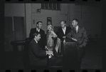 John Kander, Fred Ebb, Jill Haworth, Harold Prince and unidentified in rehearsal for the stage production Cabaret