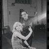 Jill Haworth and Joel Grey in rehearsal for the stage production Cabaret