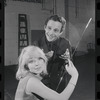 Jill Haworth and Joel Grey in rehearsal for the stage production Cabaret