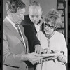 Jack Gilford, Harold Prince and Lotte Lenya in rehearsal for the stage production Cabaret