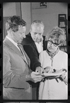 Jack Gilford, Harold Prince and Lotte Lenya in rehearsal for the stage production Cabaret