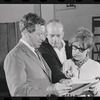 Jack Gilford, Harold Prince and Lotte Lenya in rehearsal for the stage production Cabaret