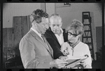 Jack Gilford, Harold Prince and Lotte Lenya in rehearsal for the stage production Cabaret