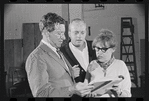 Jack Gilford, Harold Prince and Lotte Lenya in rehearsal for the stage production Cabaret
