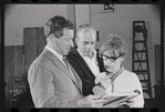 Jack Gilford, Harold Prince and Lotte Lenya in rehearsal for the stage production Cabaret