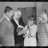 Jack Gilford, Harold Prince, Lotte Lenya and Jill Haworth in rehearsal for the stage production Cabaret