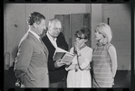 Jack Gilford, Harold Prince, Lotte Lenya and Jill Haworth in rehearsal for the stage production Cabaret