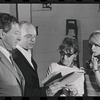 Jack Gilford, Harold Prince, Lotte Lenya and Jill Haworth in rehearsal for the stage production Cabaret