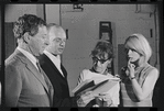 Jack Gilford, Harold Prince, Lotte Lenya and Jill Haworth in rehearsal for the stage production Cabaret