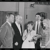 Jack Gilford, Harold Prince, Lotte Lenya, Bert Convy and Jill Haworth in rehearsal for the stage production Cabaret
