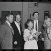 Jack Gilford, Harold Prince, Lotte Lenya, Bert Convy and Jill Haworth in rehearsal for the stage production Cabaret