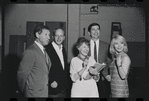 Jack Gilford, Harold Prince, Lotte Lenya, Bert Convy and Jill Haworth in rehearsal for the stage production Cabaret