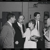 Jack Gilford, Harold Prince, Lotte Lenya, Bert Convy and Jill Haworth in rehearsal for the stage production Cabaret