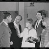 Jack Gilford, Harold Prince, Lotte Lenya, Bert Convy and Jill Haworth in rehearsal for the stage production Cabaret