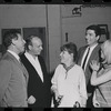 Jack Gilford, Harold Prince, Lotte Lenya, Bert Convy and Jill Haworth in rehearsal for the stage production Cabaret