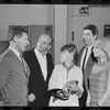 Jack Gilford, Harold Prince, Lotte Lenya, Bert Convy and Jill Haworth in rehearsal for the stage production Cabaret