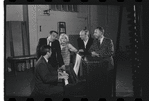 John Kander, Fred Ebb, Jill Haworth, Harold Prince and unidentified in rehearsal for the stage production Cabaret