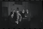 John Kander, Fred Ebb, Jill Haworth, Harold Prince and unidentified in rehearsal for the stage production Cabaret