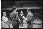 Lotte Lenya, Bert Convy, Harold Prince and Jack Gilford in rehearsal for the stage production Cabaret