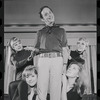 Joel Grey and dancers in rehearsal for the stage production Cabaret
