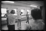 Lee Theodore [center] and unidentified others in rehearsal for the stage production Flora, the Red Menace