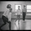 Lee Theodore [center] and unidentified others in rehearsal for the stage production Flora, the Red Menace