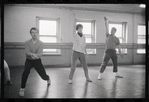 Lee Theodore [center] and unidentified others in rehearsal for the stage production Flora, the Red Menace