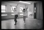 Lee Theodore [right] and unidentified others in rehearsal for the stage production Flora, the Red Menace