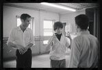 Lee Theodore [center] and unidentified others in rehearsal for the stage production Flora, the Red Menace