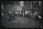 George Abbott [front] and unidentified others in rehearsal for the stage production Flora, the Red Menace
