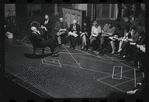 George Abbott [front] and unidentified others in rehearsal for the stage production Flora, the Red Menace