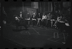 George Abbott [front] and unidentified others in rehearsal for the stage production Flora, the Red Menace