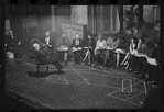 George Abbott [front] and unidentified others in rehearsal for the stage production Flora, the Red Menace