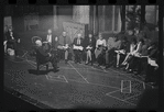 George Abbott [front] and unidentified others in rehearsal for the stage production Flora, the Red Menace