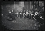 George Abbott [front] and unidentified others in rehearsal for the stage production Flora, the Red Menace