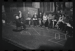 George Abbott [front] and unidentified others in rehearsal for the stage production Flora, the Red Menace
