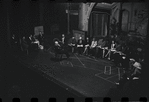 George Abbott [front] and unidentified others in rehearsal for the stage production Flora, the Red Menace