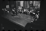 George Abbott [front] and unidentified others in rehearsal for the stage production Flora, the Red Menace