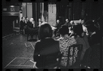 George Abbott [center] and unidentified others in rehearsal for the stage production Flora, the Red Menace